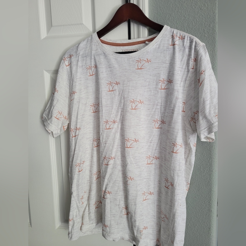 Cactus Man Men's White and Brown  Palm Tree Shirt